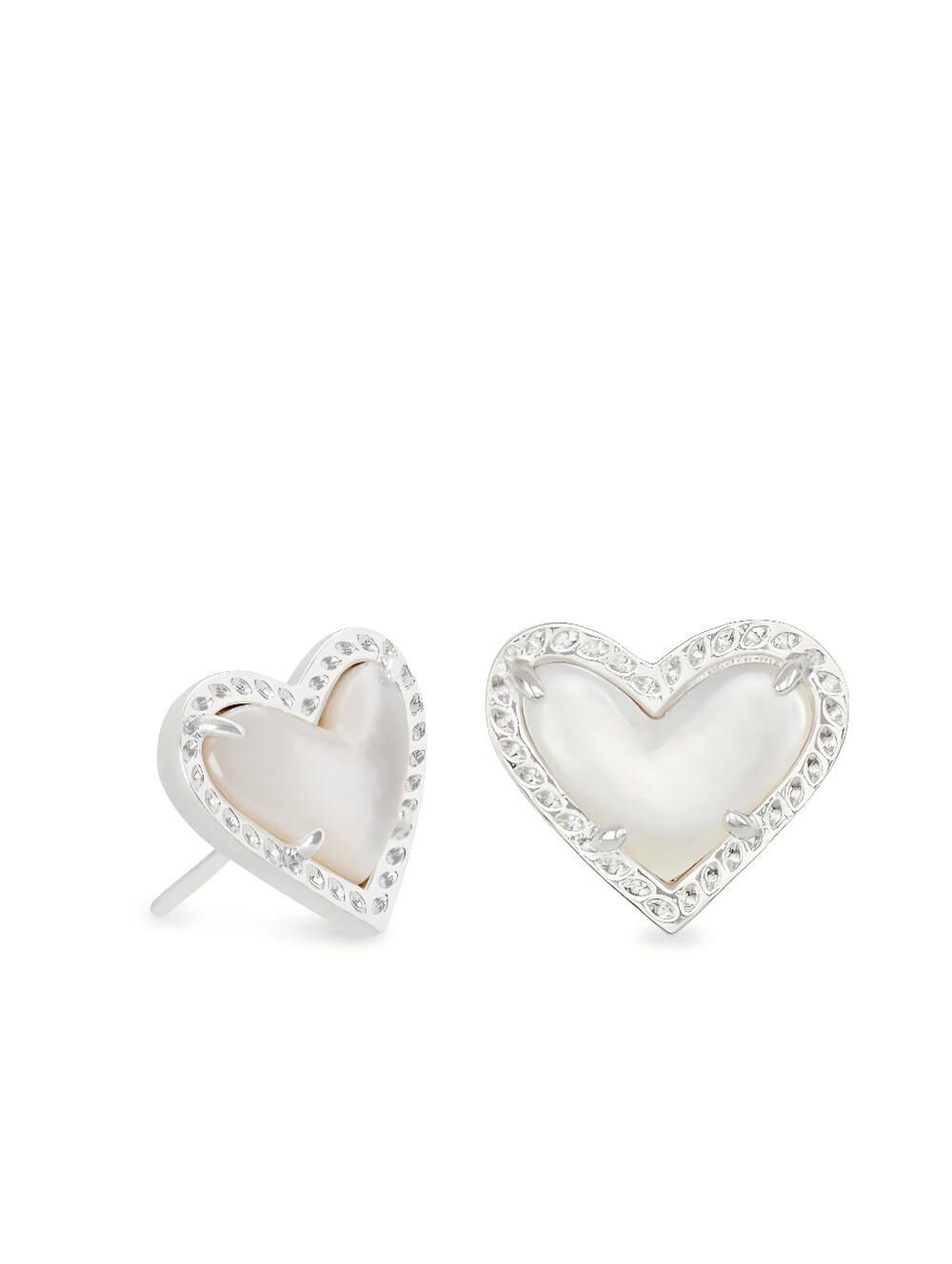 Kendra Scott Silver Mother-of-Pearl Ari Heart Stud Earrings